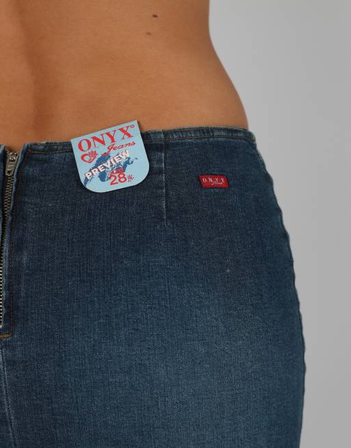 Vintage Onyx S denim midi skirt in blue, 4 of 4