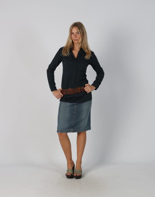 Vintage Onyx S denim midi skirt in light blue, 1 of 4