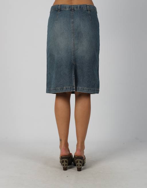 Vintage Onyx S denim midi skirt in light blue, 2 of 4