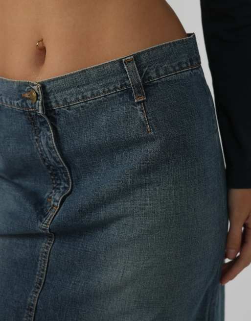 Vintage Onyx S denim midi skirt in light blue, 4 of 4