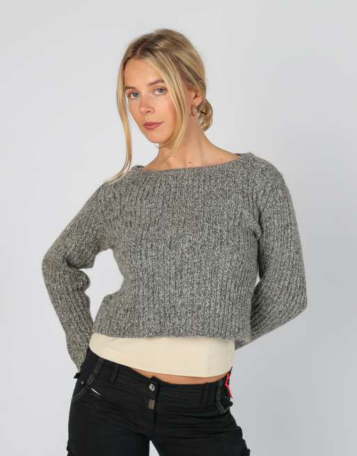 Vintage Onyx S knitted jumper in grey
