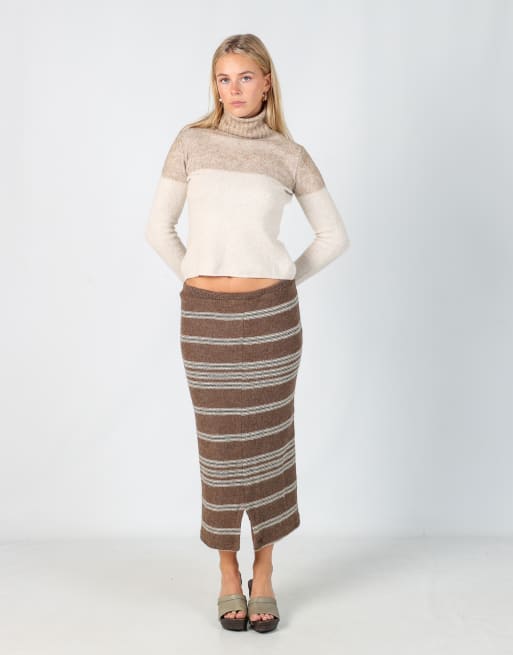 Vintage Onyx S knitted skirt in brown