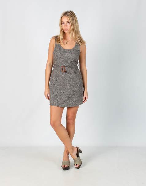 Vintage Onyx S woven mini dress in brown - view 1
