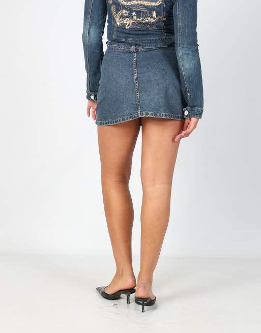 Vintage Onyx XS denim mini skirt in blue, 2 of 4