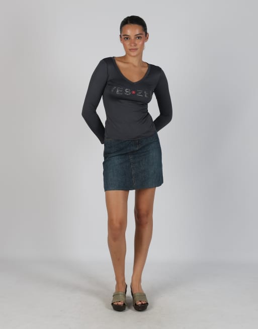 Vintage Onyx XS denim mini skirt in blue