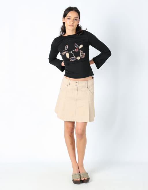 Vintage Oops 8 woven mini skirt beige