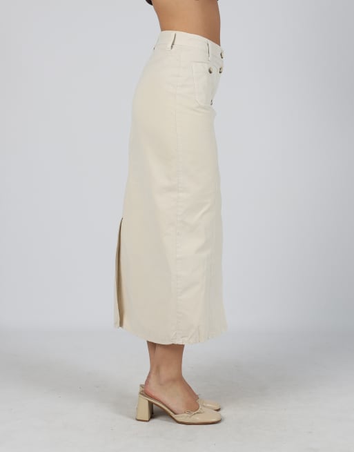 Vintage O.O.P.S. S woven maxi skirt in beige, 2 of 4
