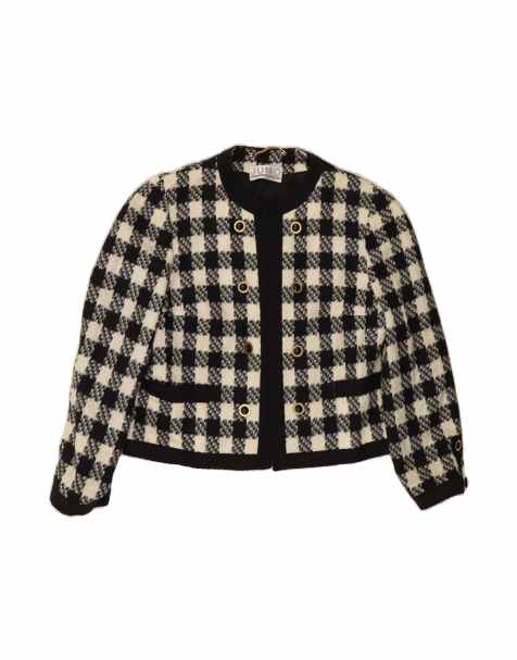 Vintage Open Bolero Jacket It 40 Small In Black Check Wool - view 1