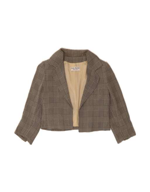Vintage Open Bolero Jacket It 44 Medium In Blue Houndstooth