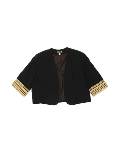 Vintage Open Bolero Jacket It 46 Large In Black - view 1