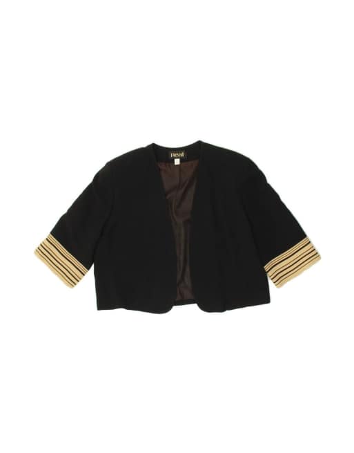 Vintage Open Bolero Jacket It 46 Large In Black