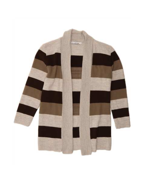 Vintage Open Cardigan Sweater UK 12 Medium In Multicoloured Striped - view 1