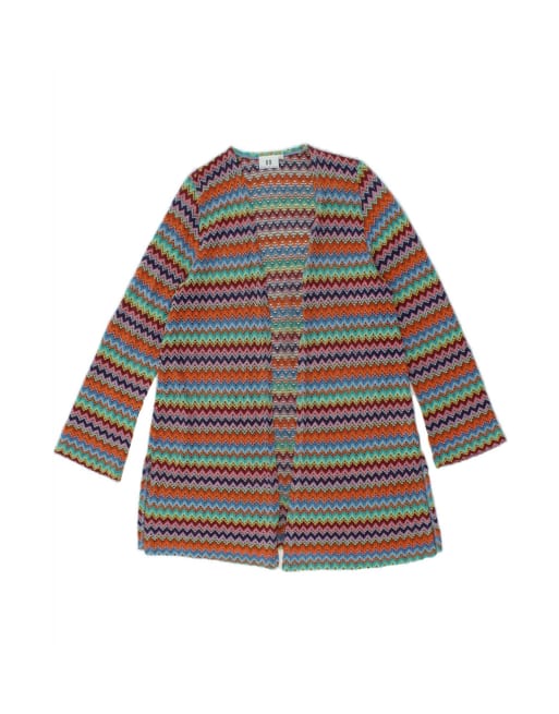 Vintage Open Cardigan Sweater UK 16 Large In Multicoloured Striped