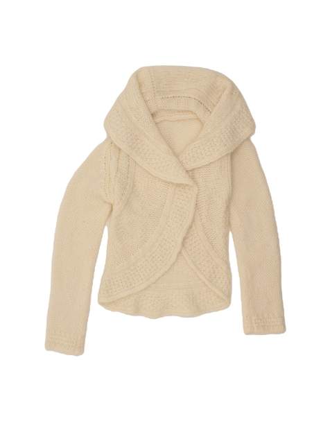 Vintage Open Cardigan Sweater UK 6 XS In Off In White - view 1