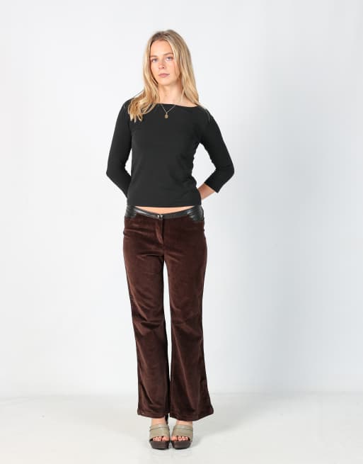 Vintage Optique S cord casual trousers in brown