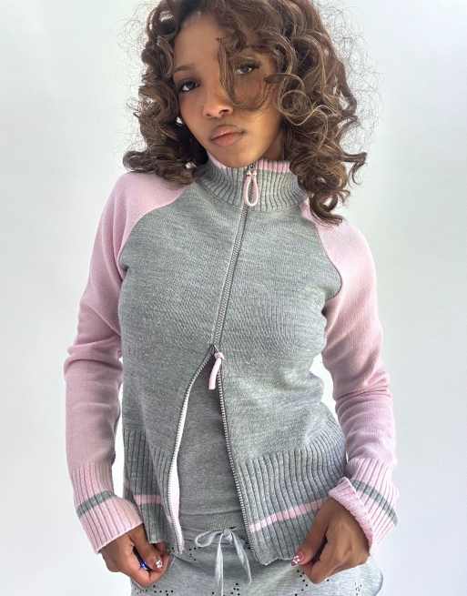 Vintage Orsay dual zip jumper in grey