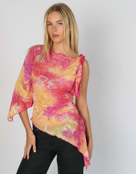 Vintage Orsay S woven top in baby pink - view 1