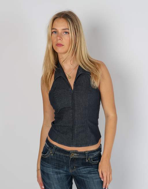 Vintage Orsay S woven top in blue