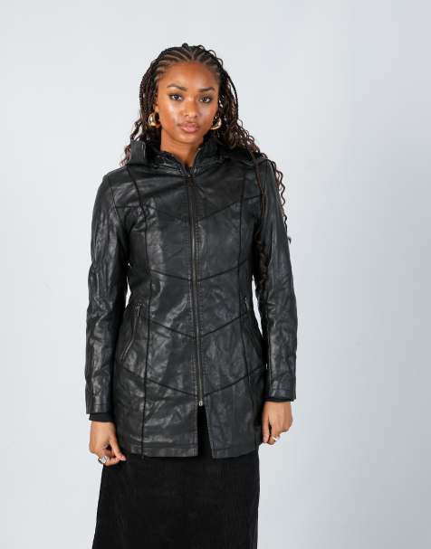 Vintage Ousen M leather jacket in black - view 1