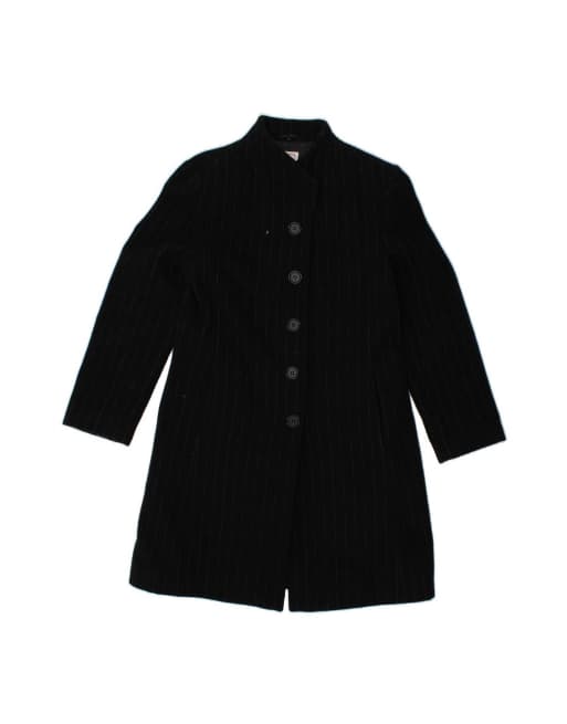 Vintage Overcoat It 40 Small In Black Pinstripe