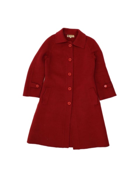 Vintage Overcoat It 46 Large In Burgundy - view 1