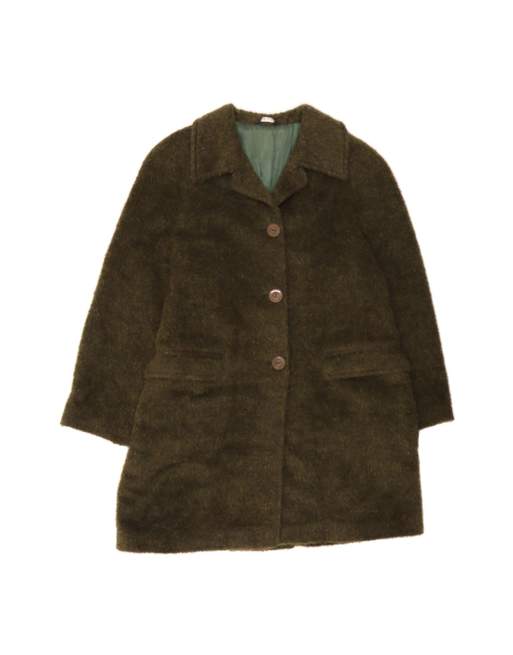 Vintage Overcoat It 46 Large In Green Wool