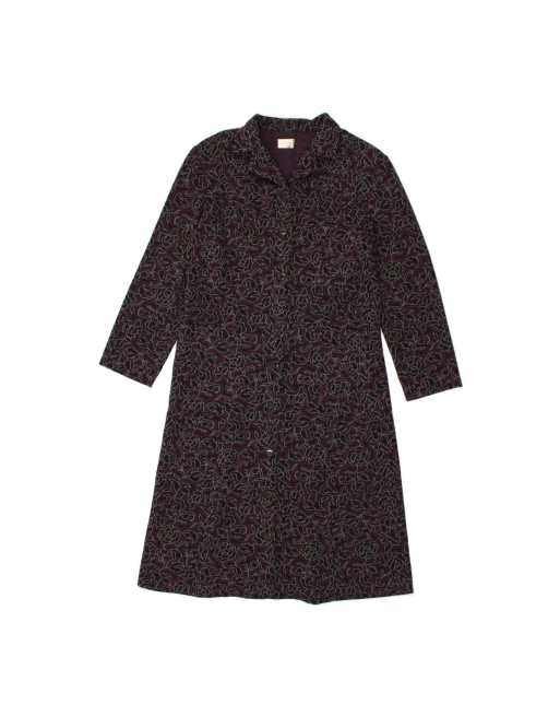 Vintage Overcoat It 48 XL In Black Floral