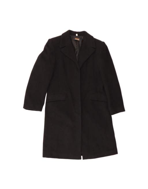 Vintage Overcoat It 48 XL In Black Wool