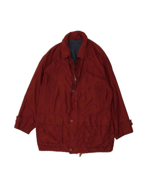 Vintage Overcoat It 52 XL In Burgundy