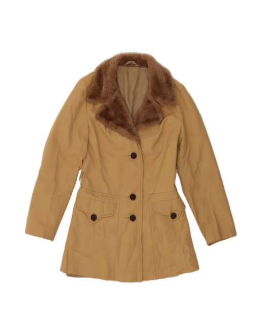 Vintage Overcoat UK 10 Small In Beige