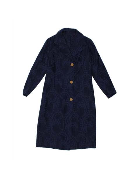 Vintage Overcoat UK 10 Small In Blue Paisley - view 1