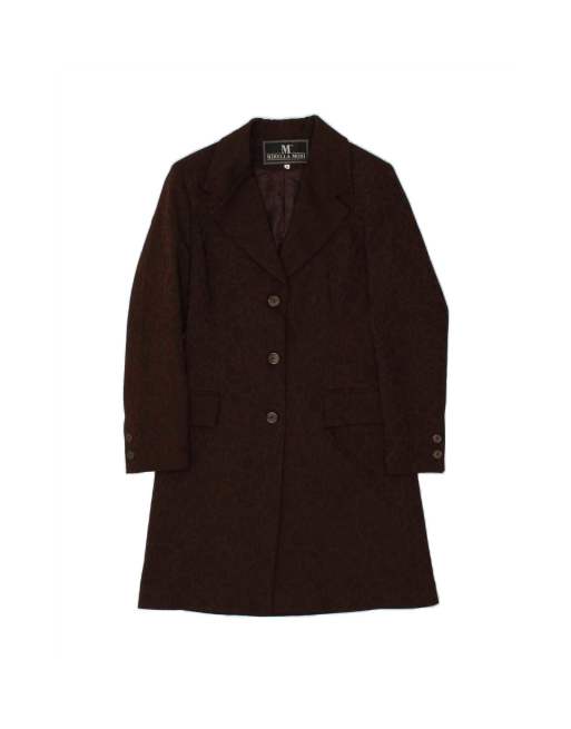 Vintage Overcoat UK 10 Small In Brown Floral