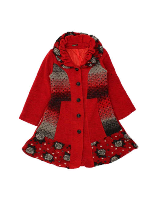 Vintage Overcoat UK 10 Small In Red Patchwork