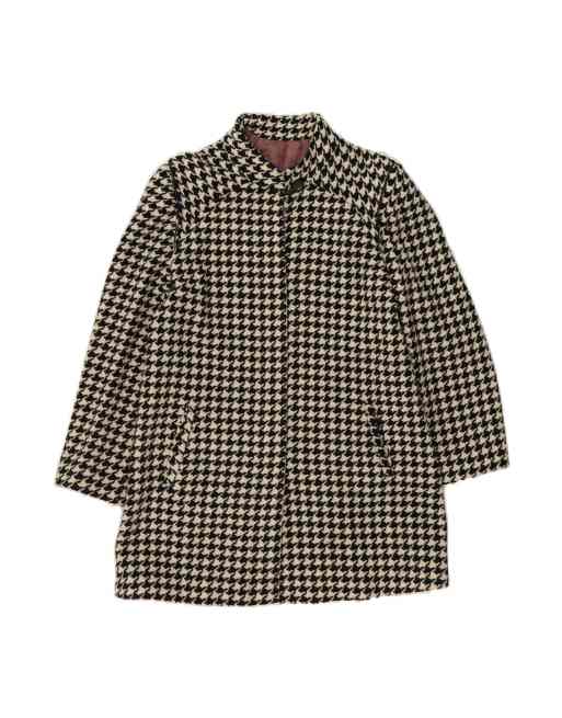Vintage Overcoat UK 12 Medium In Black Houndstooth Wool