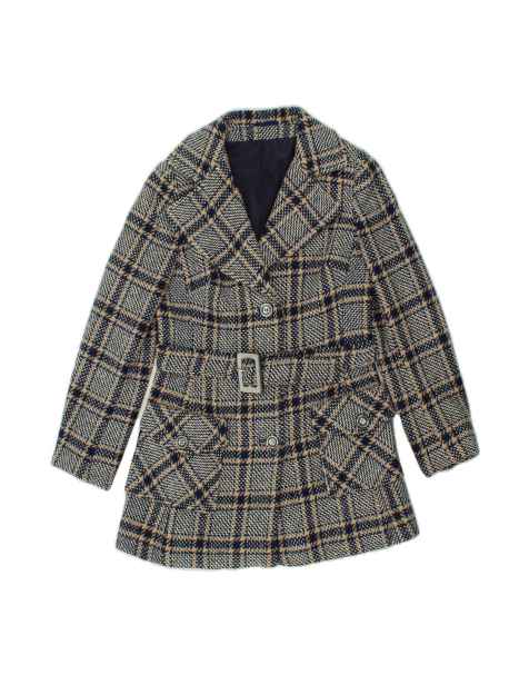 Vintage Overcoat UK 12 Medium In Blue Check - view 1