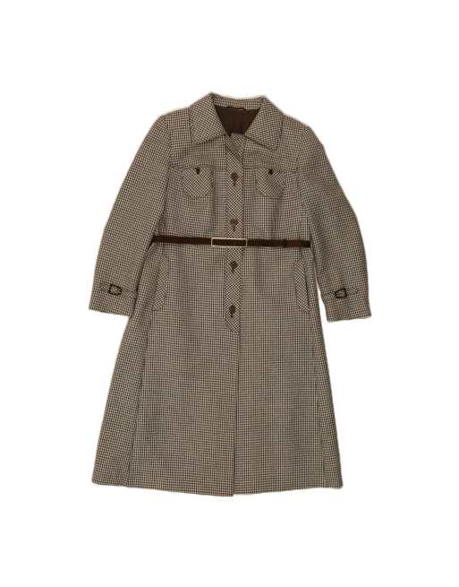 Vintage Overcoat UK 12 Medium In Brown Houndstooth