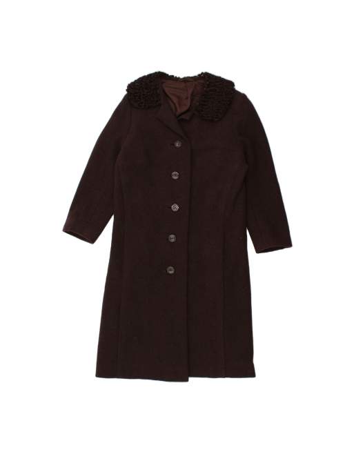 Vintage Overcoat UK 12 Medium In Brown