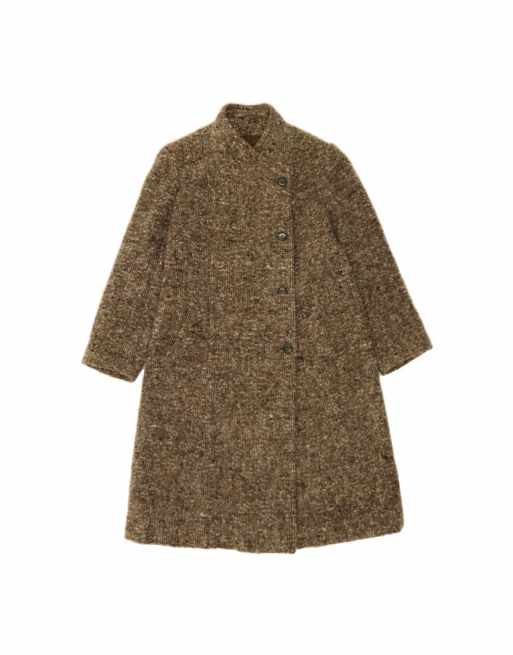 Vintage Overcoat UK 12 Medium In Khaki Flecked