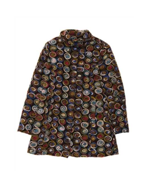 Vintage Overcoat UK 12 Medium In Multicoloured Geometric Wool