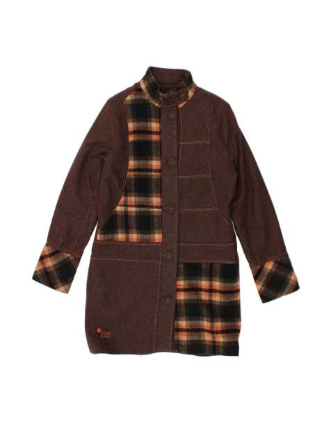 Vintage Overcoat UK 14 Large In Brown Check - view 1