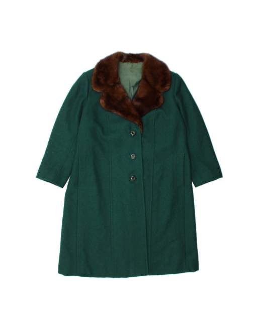 Vintage Overcoat UK 14 Large In Green