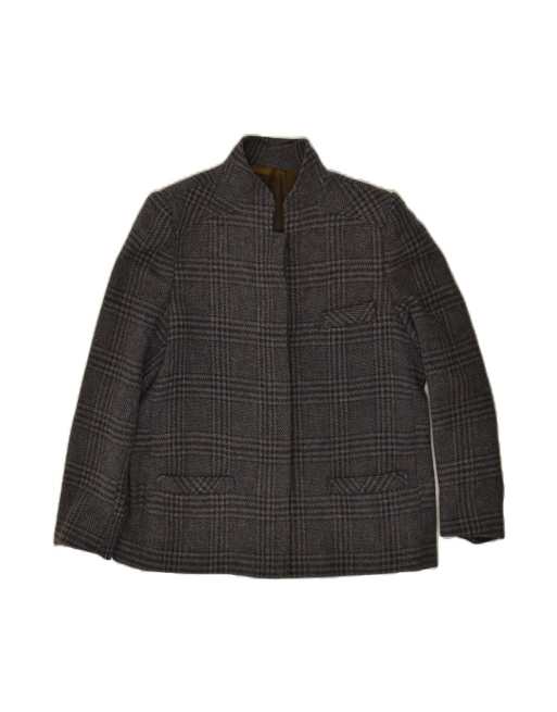 Vintage Overcoat UK 14 Large In Grey Check