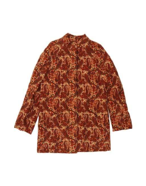 Vintage Overcoat UK 14 Large In Maroon Paisley