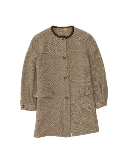 Vintage Overcoat UK 14 Medium In Beige Alpaca Wool