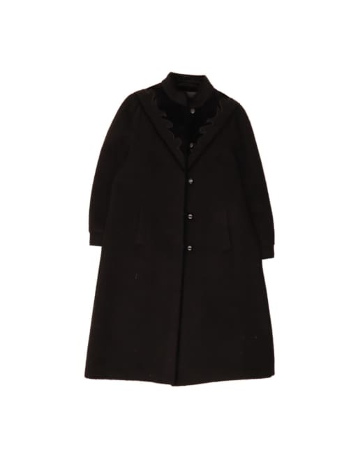 Vintage Overcoat UK 14 Medium In Black Wool