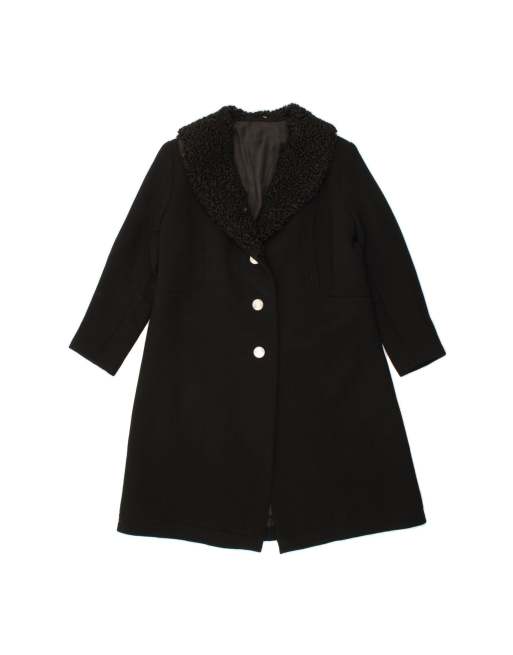 Vintage Overcoat UK 14 Medium In Black