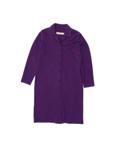 Vintage Overcoat UK 14 Medium In Blue Check - view 1