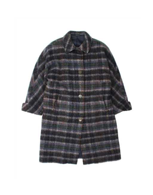 Vintage Overcoat UK 14 Medium In Blue Check