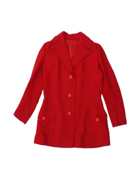 Vintage Overcoat UK 14 Medium In Red - view 1