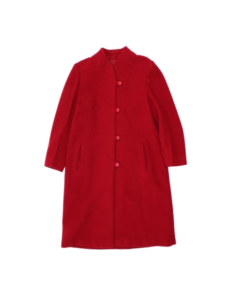 Vintage Overcoat UK 14 Medium In Red - view 1